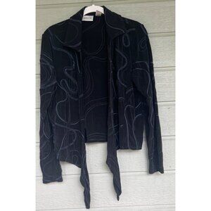 Chicos Womens Travelers Waterfall Front Cardigan Swirling Embroidery Size 0